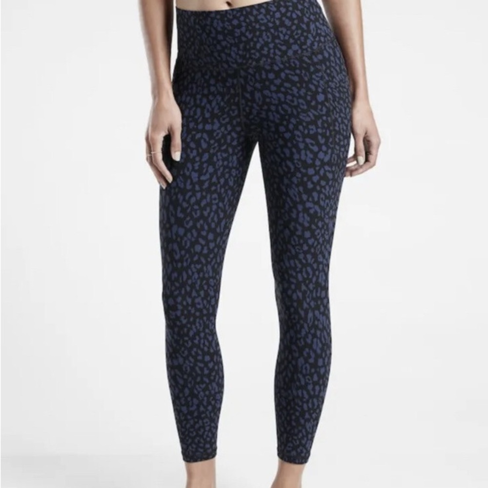 Athleta Black and Blue Patterned Leggings